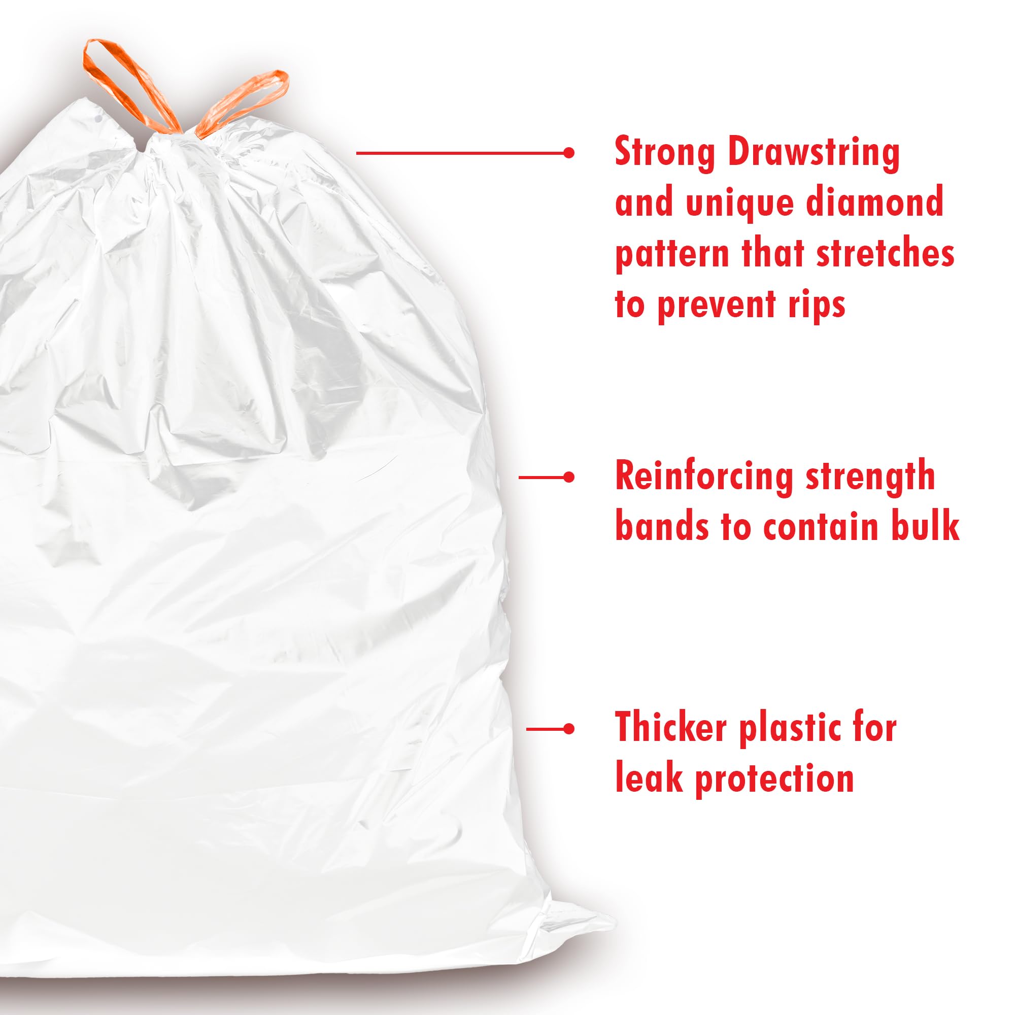 Itouchless Tall Trash Bags, 40 Count, Fits 13 Gal, 14 Gal, 15 Gal, And 16 Gallon Garbage Can, Extra-Large Strong Bathroom Kitche